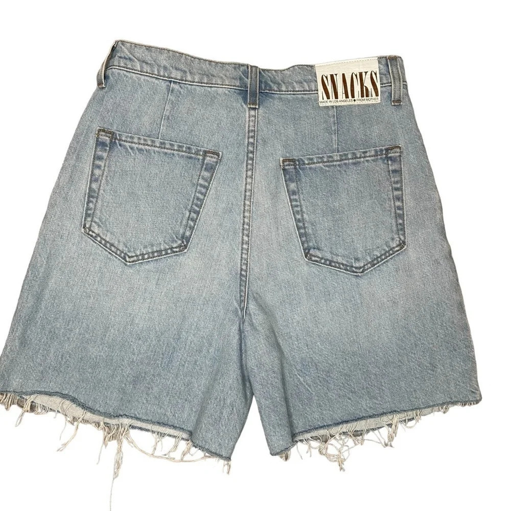 Mother Snacks Double Pleated Fun Dip Short Fray Denim Shorts. Sz: 25 - Picture 7 of 13